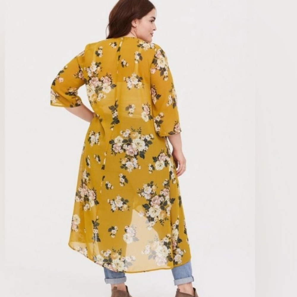 Torrid Sz 5/6 Floral Chiffon High-Low Kimono